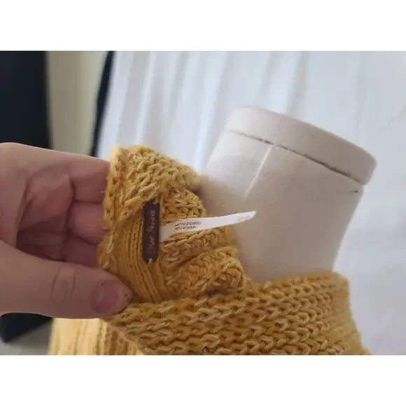 Free People Womens Dark Yellow Chunky Knit High Hopes Cardigan Sweater XS - Picture 10 of 10